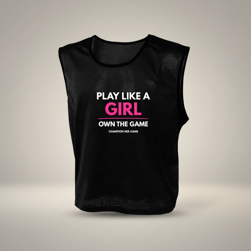 Black Play Like a Girl Training Bib – Customised for Girls Team & School Sport