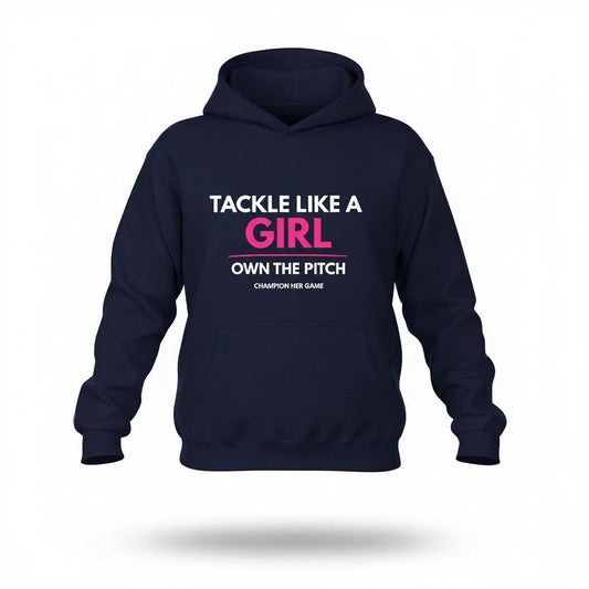 Navy Blue Tackle Like A Girl Hoodie – Kids / Girls Training Wear